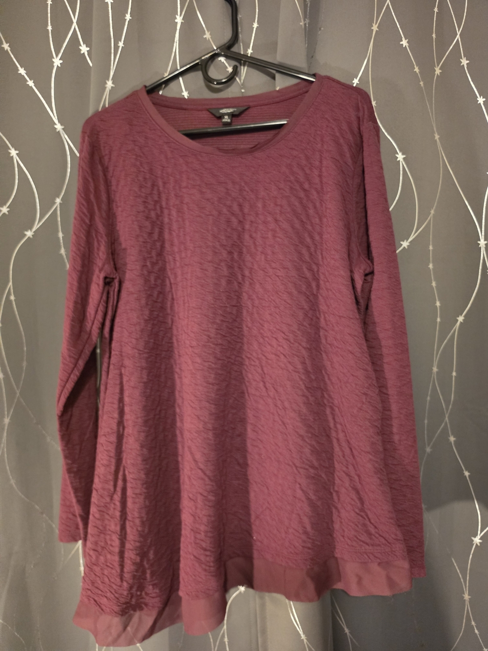 Simply Vera Vera Wang Maroon/purple Textured Long-Sleeve Tunic
